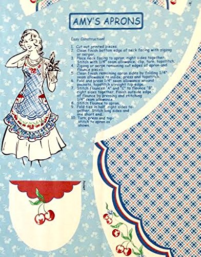 Easy Cut and Sew Adorable Apron Kit - Retro Style"Cherry Red" (35" x 62" Fabric Panel)