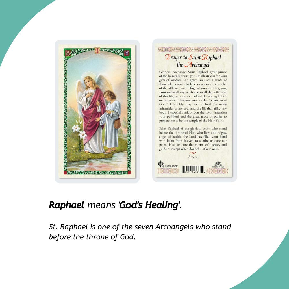 Prayer to St. Raphael the Archangel Holy Card (HC9-182E) - Laminated by San Francis Imports