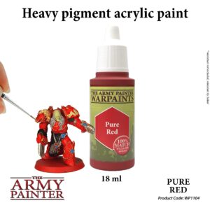 The Army Painter | Warpaint | Pure Red | Acrylic Non-Toxic Heavily Pigmented Water Based Paint for Tabletop Roleplaying, Boardgames, and Wargames Miniature Model Painting