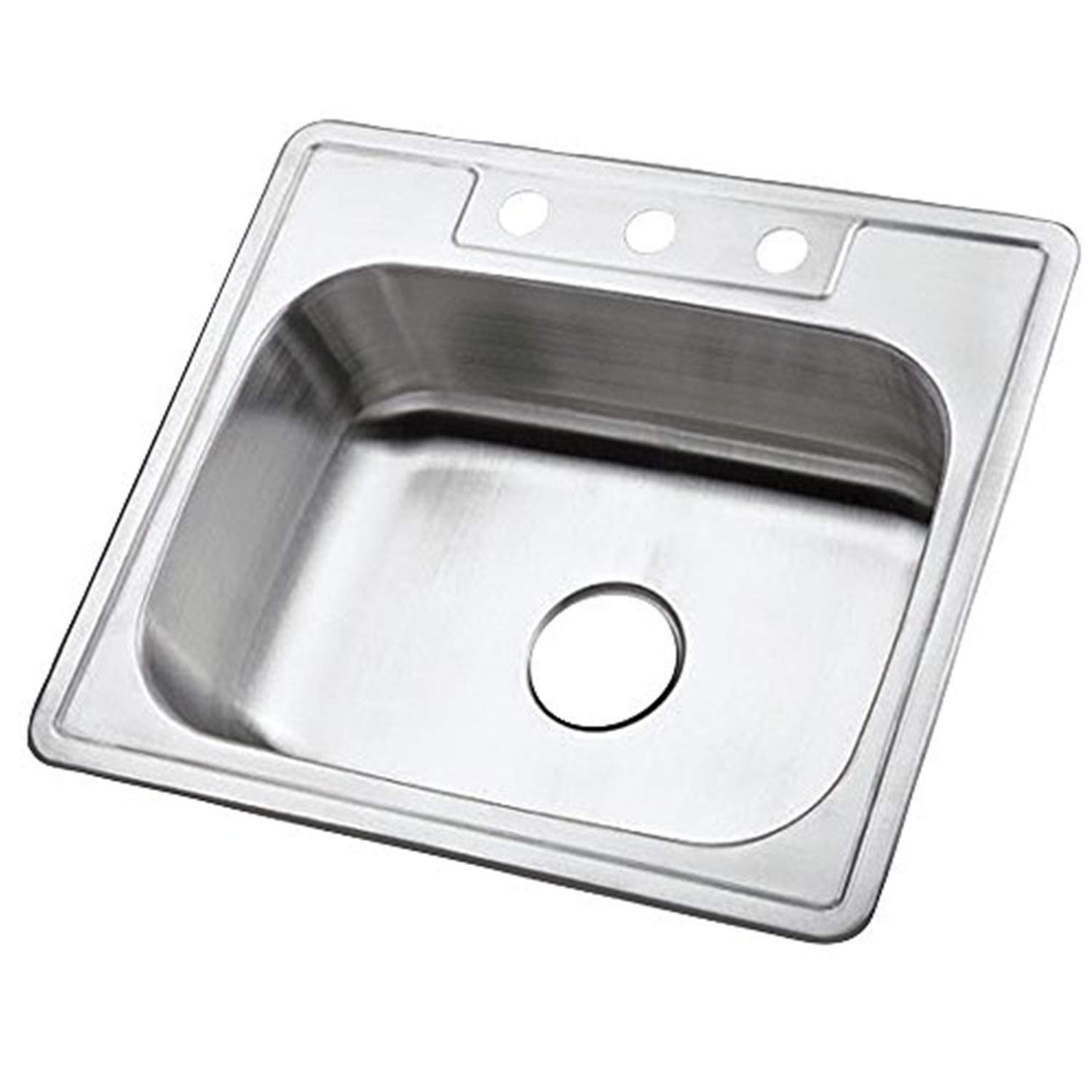 Kingston Brass Gourmetier GKTS2520 Self Rimming Single Bowl Kitchen Sink 3 Holes 25-Inch-Length by 22-Inch-Width by 6-Inch-Depth, 22 Gauge, Brushed Stainless Steel