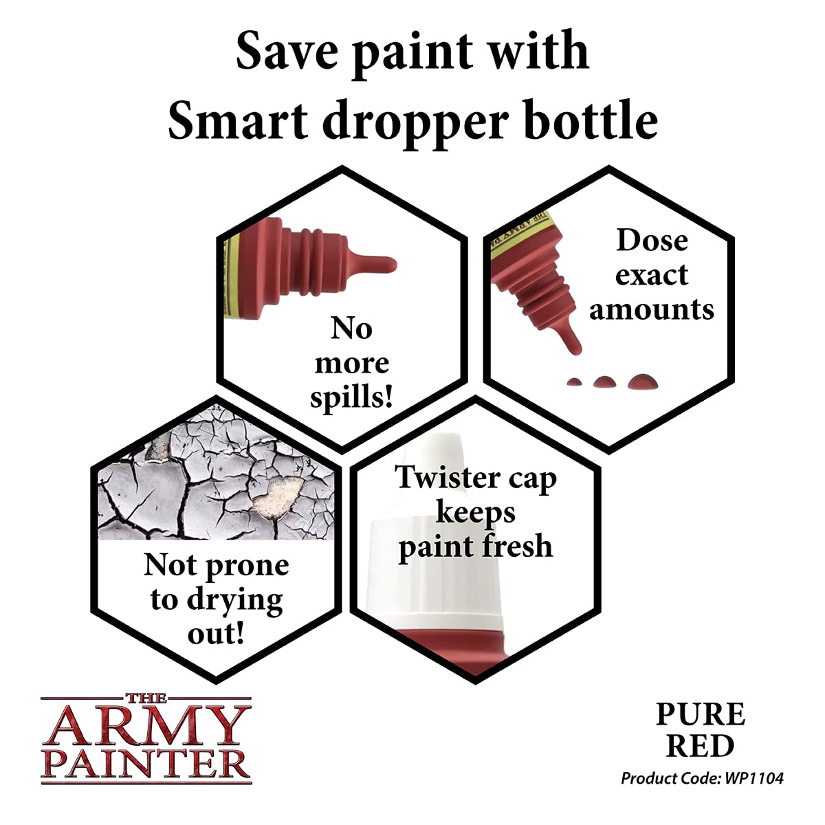 The Army Painter | Warpaint | Pure Red | Acrylic Non-Toxic Heavily Pigmented Water Based Paint for Tabletop Roleplaying, Boardgames, and Wargames Miniature Model Painting