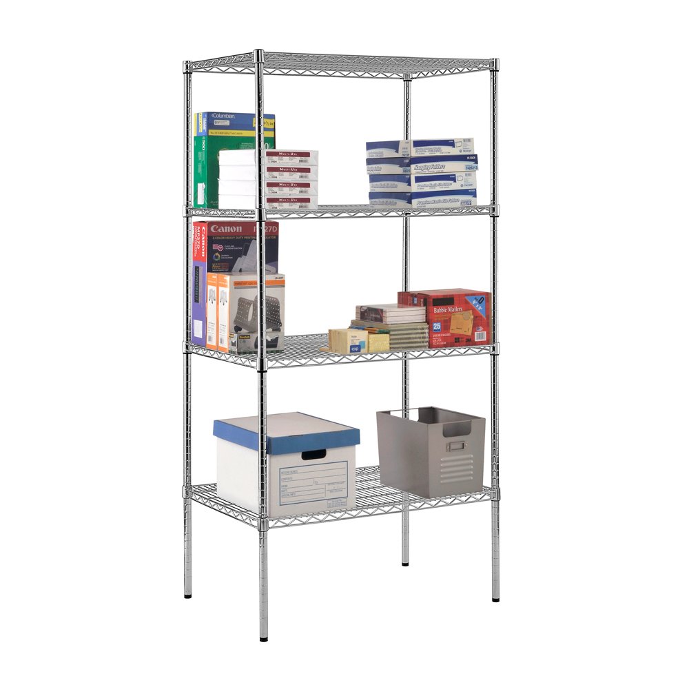 Sandusky Lee WS362474-C Chrome Steel Wire Shelving, 4 Adjustable Shelves, 800 lb. Per Shelf Capacity, 74" Height x 36" Width x 24" Depth, 4 Shelves