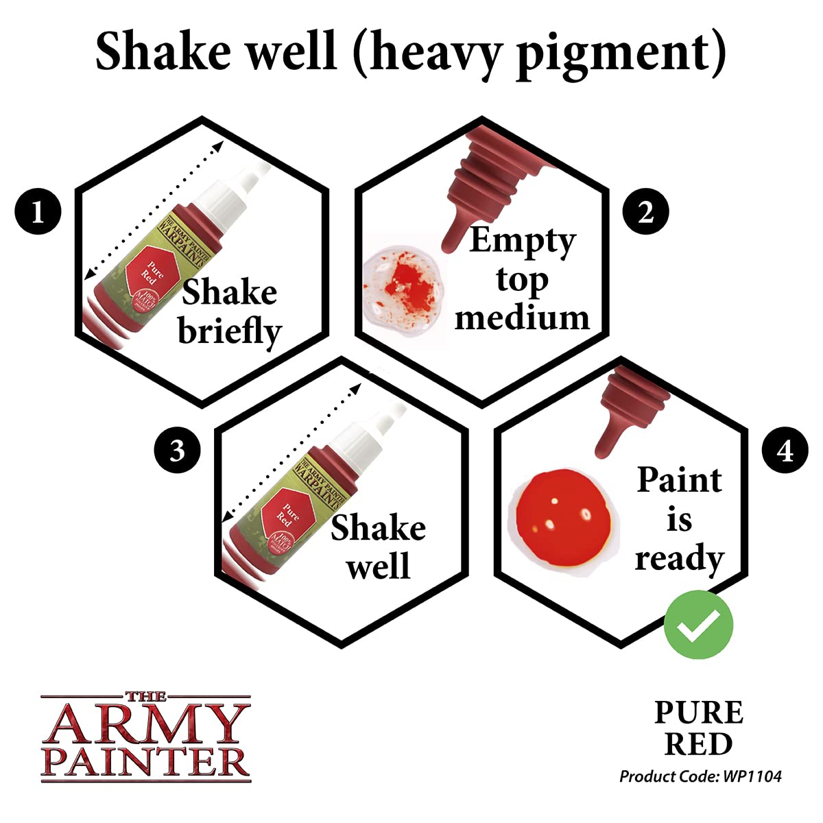 The Army Painter | Warpaint | Pure Red | Acrylic Non-Toxic Heavily Pigmented Water Based Paint for Tabletop Roleplaying, Boardgames, and Wargames Miniature Model Painting