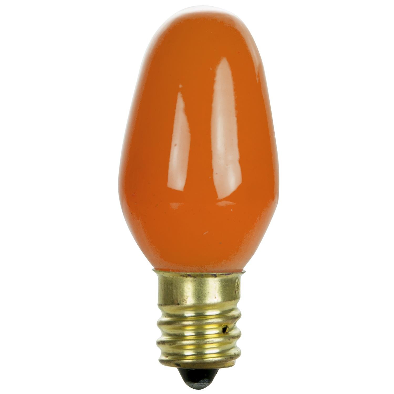 Sunlite 01232 7C7 Incandescent Bulb, 7 Watt, Candelabra E12 Base, C7 Small Night Light, Colored Bulb, Orange, 4 Count