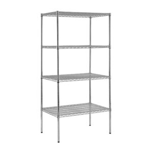 sandusky lee ws362474-c chrome steel wire shelving, 4 adjustable shelves, 800 lb. per shelf capacity, 74" height x 36" width x 24" depth, 4 shelves