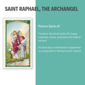 Prayer to St. Raphael the Archangel Holy Card (HC9-182E) - Laminated by San Francis Imports