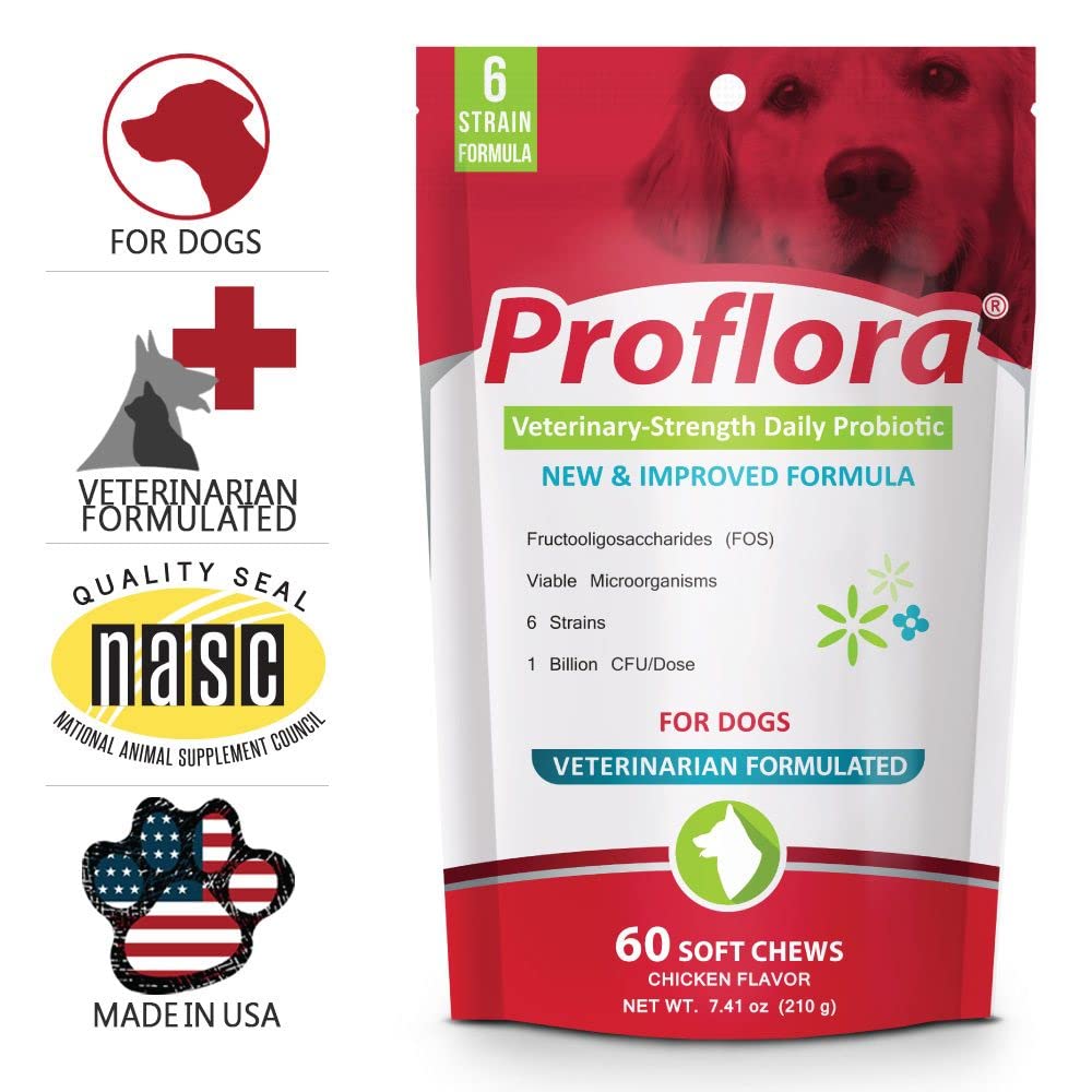 Proflora Probiotic Soft Chews for Dogs - Veterinary-Strength Daily Probiotic - Digestion Health - Boost Immune System - Skin and Coat Health - 180 Soft Chews