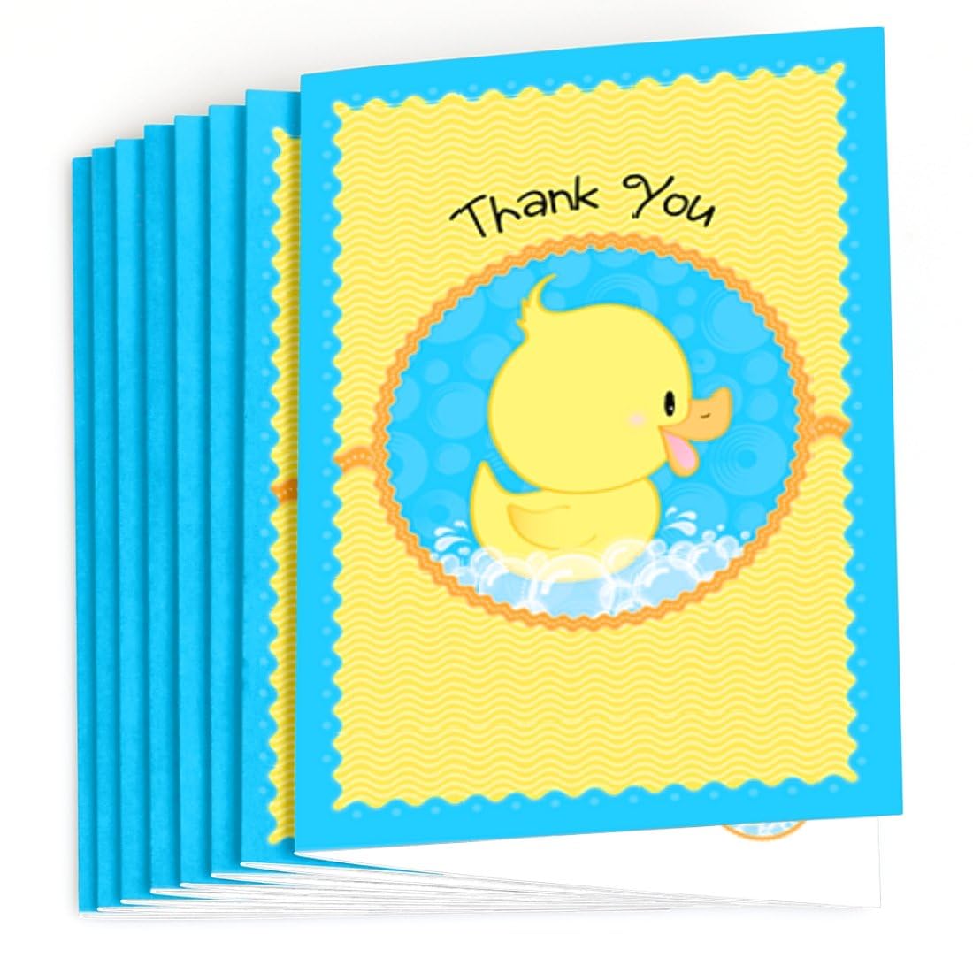 Big Dot of Happiness Ducky Duck - Baby Shower or Birthday Party Thank You Cards (8 count)