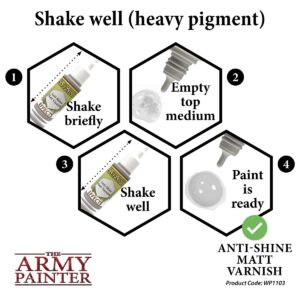 The Army Painter Anti Shine Matt Varnish for Miniature Painting - After Quickshade Matte Top Coat Acrylic Varnish for Miniatures - Matte Finish for Acrylic Model Paint, 18ml, Dropper Bottle