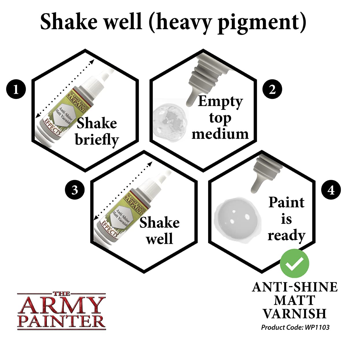 The Army Painter Anti Shine Matt Varnish for Miniature Painting - After Quickshade Matte Top Coat Acrylic Varnish for Miniatures - Matte Finish for Acrylic Model Paint, 18ml, Dropper Bottle