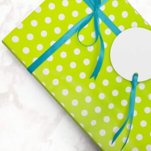 JAM Paper Gift Wrap - Polka Dot Wrapping Paper - 25 Sq Ft (30 in x 10 Ft) - Lime Green with White Dots - Roll Sold Individually