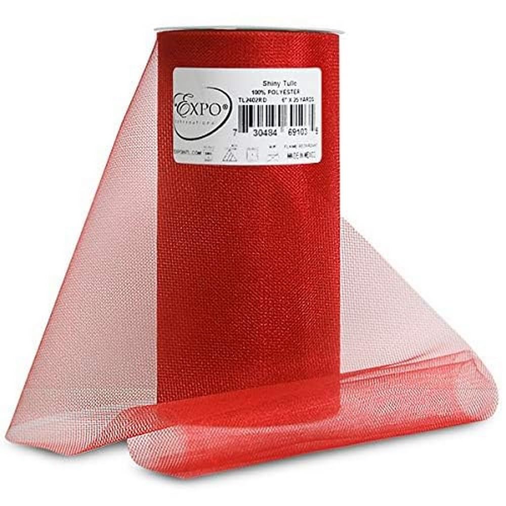 Expo Shiny Tulle Spool of 25-Yard, Red