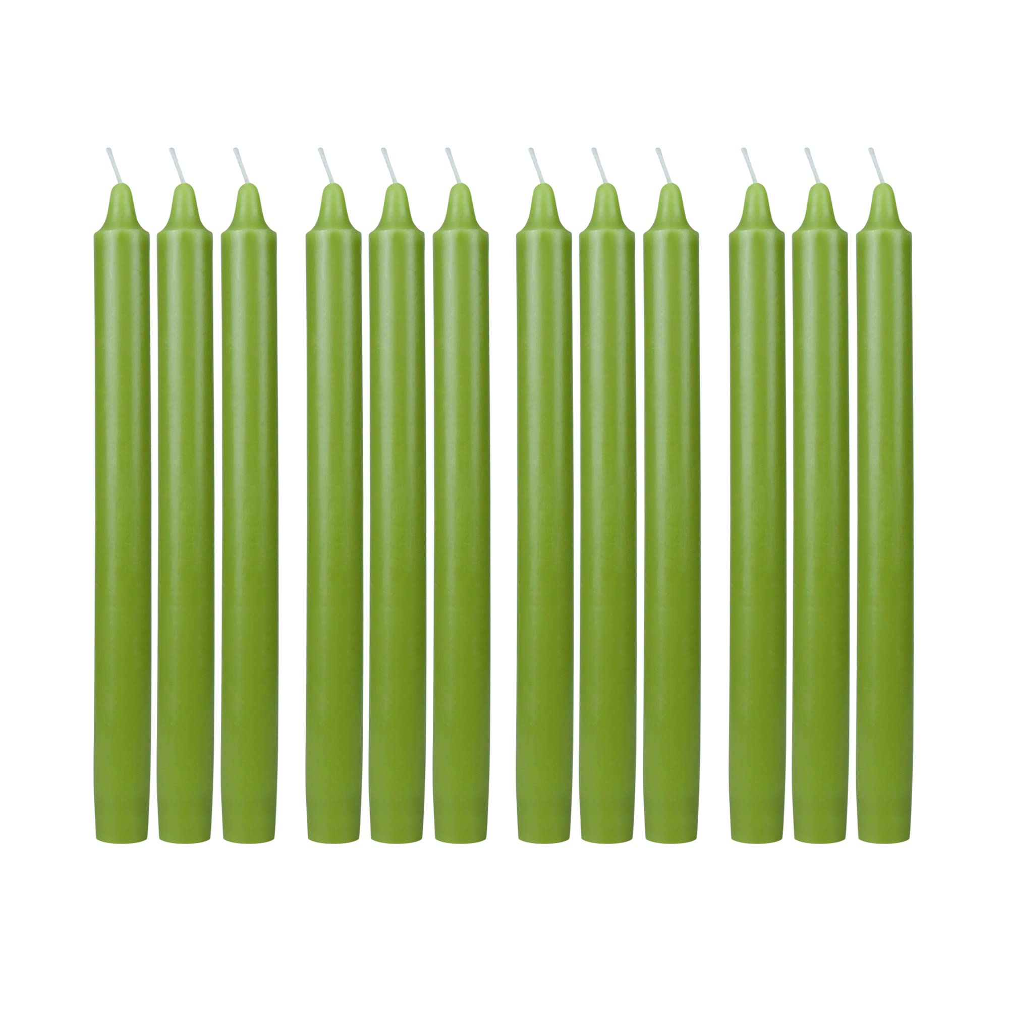 Zest Candle 12-Piece Taper Candles, 10-Inch, Sage Green Straight