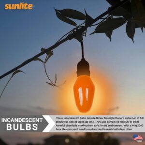 Sunlite 01232 7C7 Incandescent Bulb, 7 Watt, Candelabra E12 Base, C7 Small Night Light, Colored Bulb, Orange, 4 Count