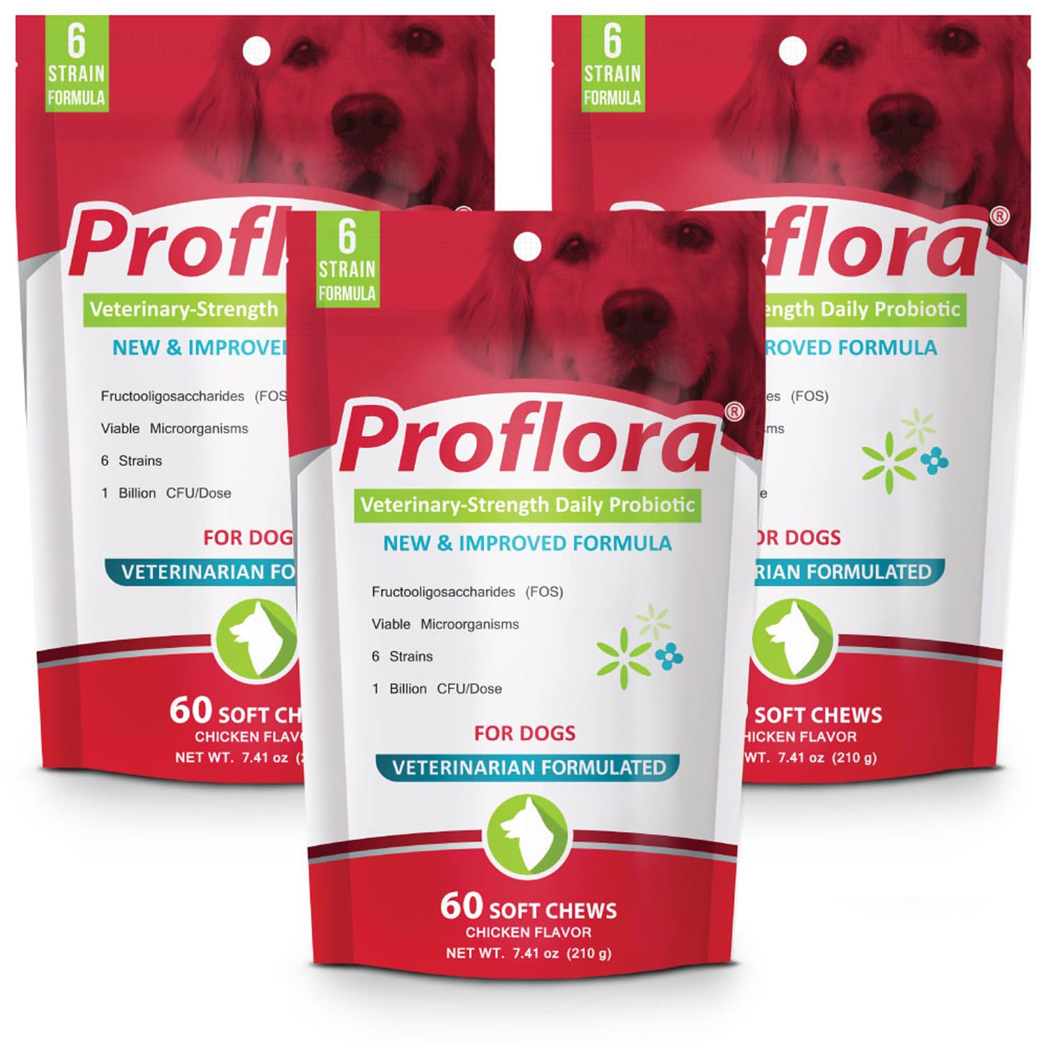 Proflora Probiotic Soft Chews for Dogs - Veterinary-Strength Daily Probiotic - Digestion Health - Boost Immune System - Skin and Coat Health - 180 Soft Chews