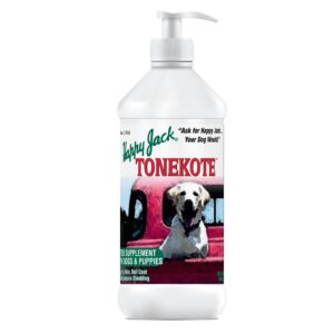 happy jack tonekote dog skin & coat supplement, oil for dogs with essential fatty acids & vitamins for itching skin relief, hot spots, dull coat, dry skin, excessive shedding, 16 oz