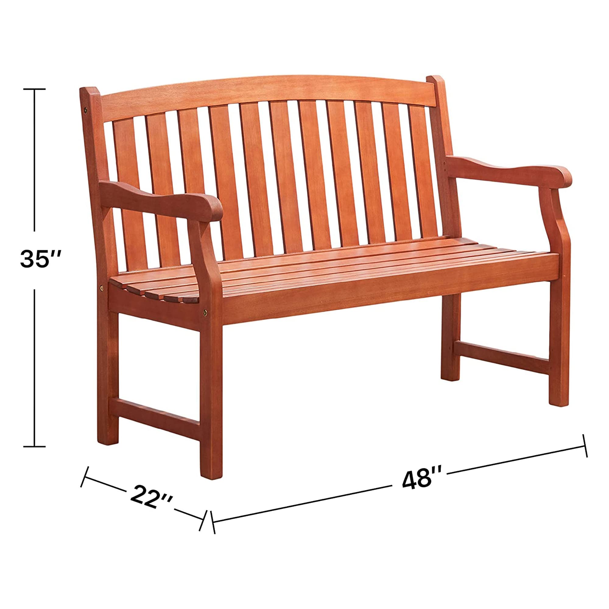 VIFAH V208E Harley Coastal Eucalyptus Wooden Bench for 2 Seater in Entry Way