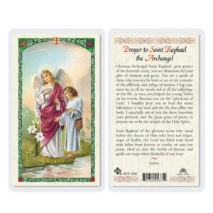 prayer to st. raphael the archangel holy card (hc9-182e) - laminated by san francis imports