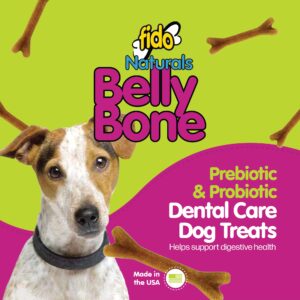 Fido Belly Bones for Dogs, 13 Yogurt Flavor Small Dog Dental Treats (Made in USA) - 13 Count Dog Treats for Small Dogs - Plaque and Tartar Control for Fresh Breath, Digestive Health Support