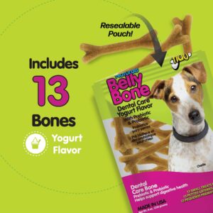 Fido Belly Bones for Dogs, 13 Yogurt Flavor Small Dog Dental Treats (Made in USA) - 13 Count Dog Treats for Small Dogs - Plaque and Tartar Control for Fresh Breath, Digestive Health Support