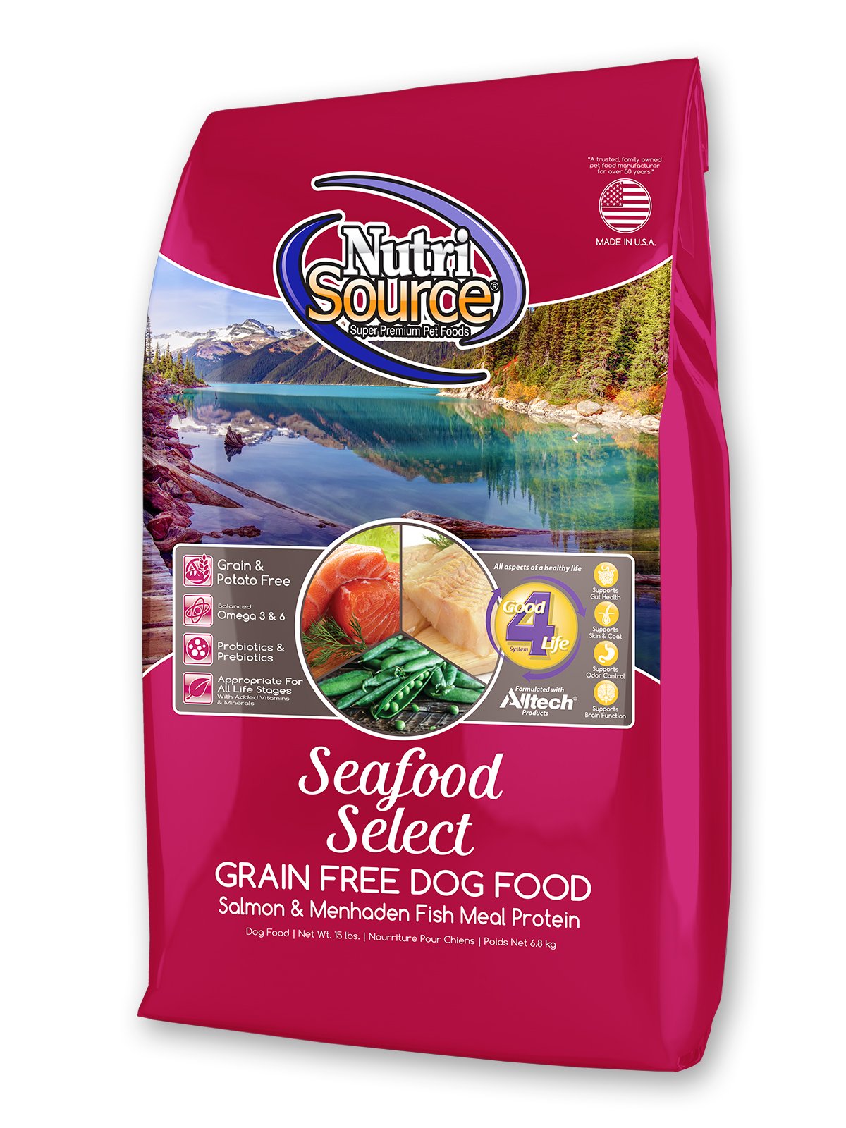 NutriSource Seafood Select Grain Free Dry Dog Food, Salmon and Menhaden Fish Meal, 15LB