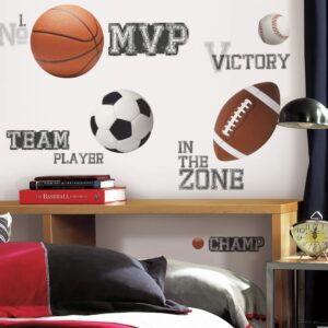 RoomMates RMK1705SCS All Star Sports Saying Peel and Stick Wall Decals 10 inch x 18 inch