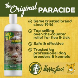 Happy Jack Paracide Flea & Tick Shampoo for Dogs, Dog Flea and Tick Treatment, Flea and Tick Prevention for Cats, 8 oz