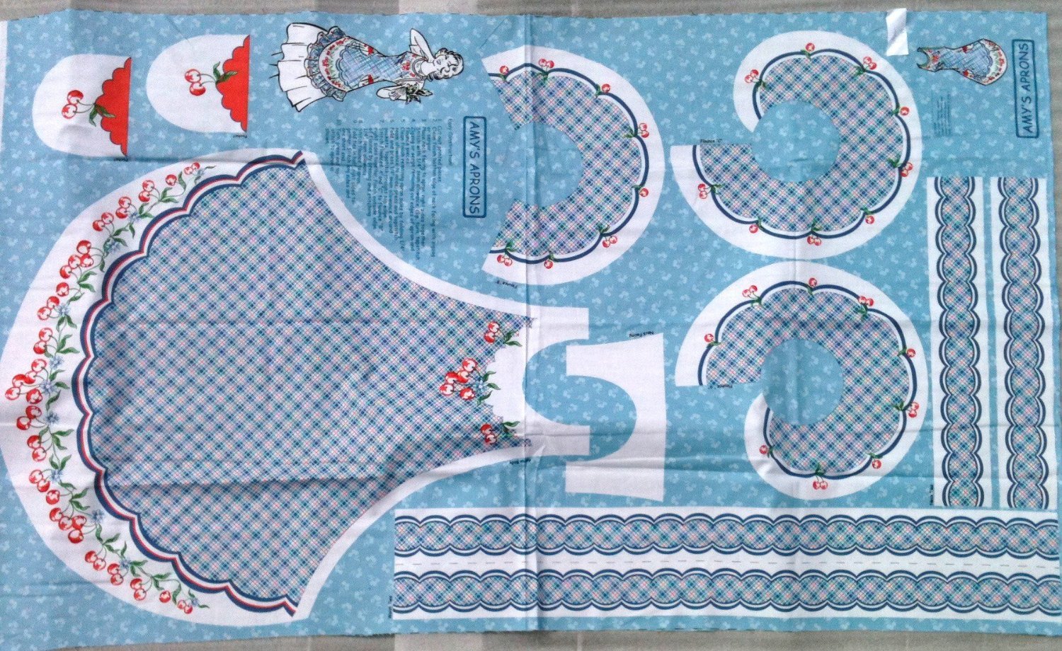 Easy Cut and Sew Adorable Apron Kit - Retro Style"Cherry Red" (35" x 62" Fabric Panel)