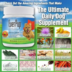 EverPup Ultimate Daily Dog Supplement with Glucosamine, Prebiotics, Probiotics, Apoptogens, Vitamins and Minerals for Healthy Joints, Immunity, Digestion, Skin Health