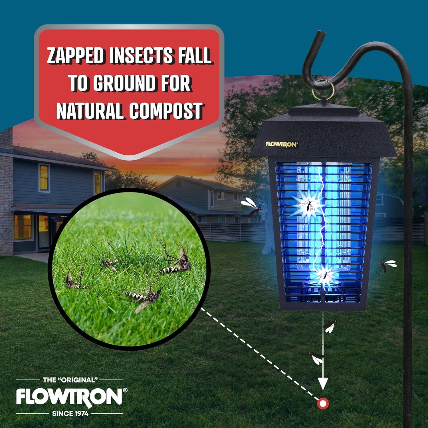 Flowtron Bug Zapper, 1 Acre of Outdoor Coverage with Powerful 40W Bulb & 5600V Instant Killing Grid with Mosquito Attractant Cartridge