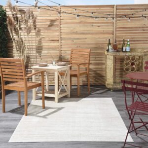 Nourison Essentials Indoor/Outdoor Ivory Beige 5' x 8' Area--Rug, Easy--Cleaning, Non Shedding, Bed Room, Living Room, Dining Room, Deck, Backyard, Patio (5x8)