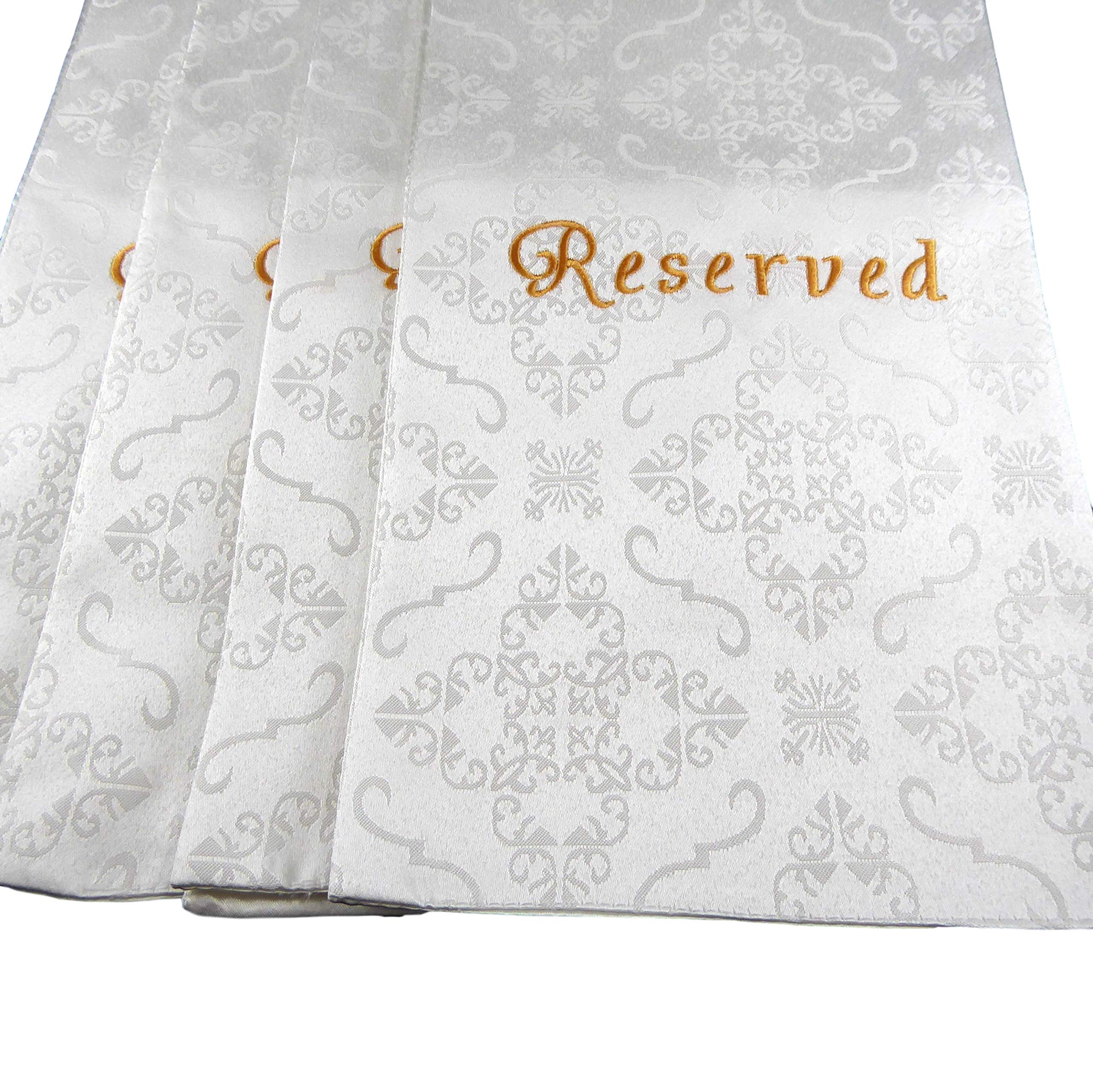 Embroidered Jacquard Reserve Pew Cloths Pack of 4 (White)