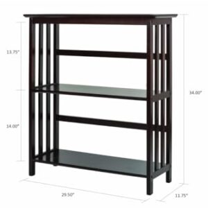 Casual Home Mission Style 3-Shelf Bookcase, Espresso