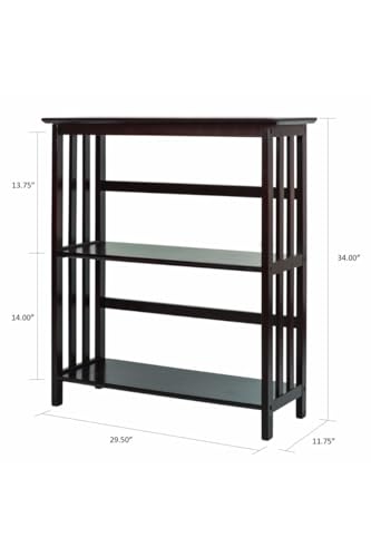 Casual Home Mission Style 3-Shelf Bookcase, Espresso