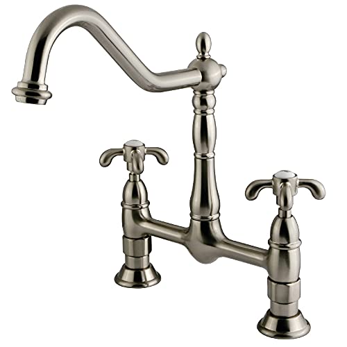 Kingston Brass KS1178TX Heritage 8-Inch Centerset Kitchen Faucet Without Sprayer, Brushed Nickel