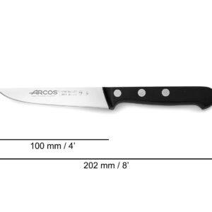 ARCOS Vegatable Knife 4 Inch Stainless Steel. Professional Vegetable Knife for Peeling Fruits and Vegetables. Ergonomic Polyoxymethylene Handle and 100 mm Blade. Series Universal. Color Black.