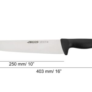 ARCOS Range Butcher Knife 10 inch Nitrum Stainless Steel. Steak Knife. Polypropylene Black Handle. Color Identification System for Prolonged and Heavy Use. Series 2900. Color Black.