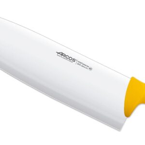 ARCOS Roma Knife/Butcher Knife 14 Inch Nitrum Stainless Steel and 360 mm blade. Ergonomic Polypropylene Handle. Series 2900. Features different handle colors to make it easier. Color Yellow.