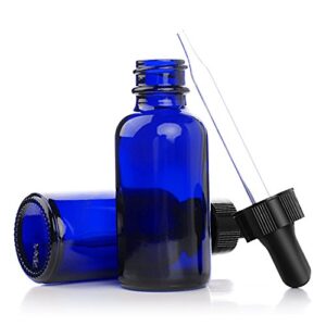 Yesker CL65319 Cobalt Blue Glass Bottles 1-oz for Essential Oils with Glass Eye Dropper And Rubber Bulb - 6 pack