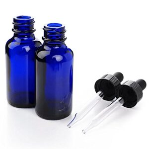 Yesker CL65319 Cobalt Blue Glass Bottles 1-oz for Essential Oils with Glass Eye Dropper And Rubber Bulb - 6 pack