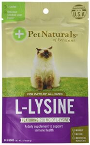 pet naturals of vermont l-lysine 60 fun-shaped chews for cats - 6 pack