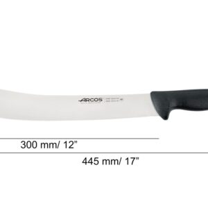 ARCOS Butcher Knife 12 Inch Nitrum Stainless Steel and 300 mm blade. Professional Cooking Knife For Cutting Meat, Fish and Vegetables. Ergonomic Polyoxymethylene Handle. Series 2900. Color Black