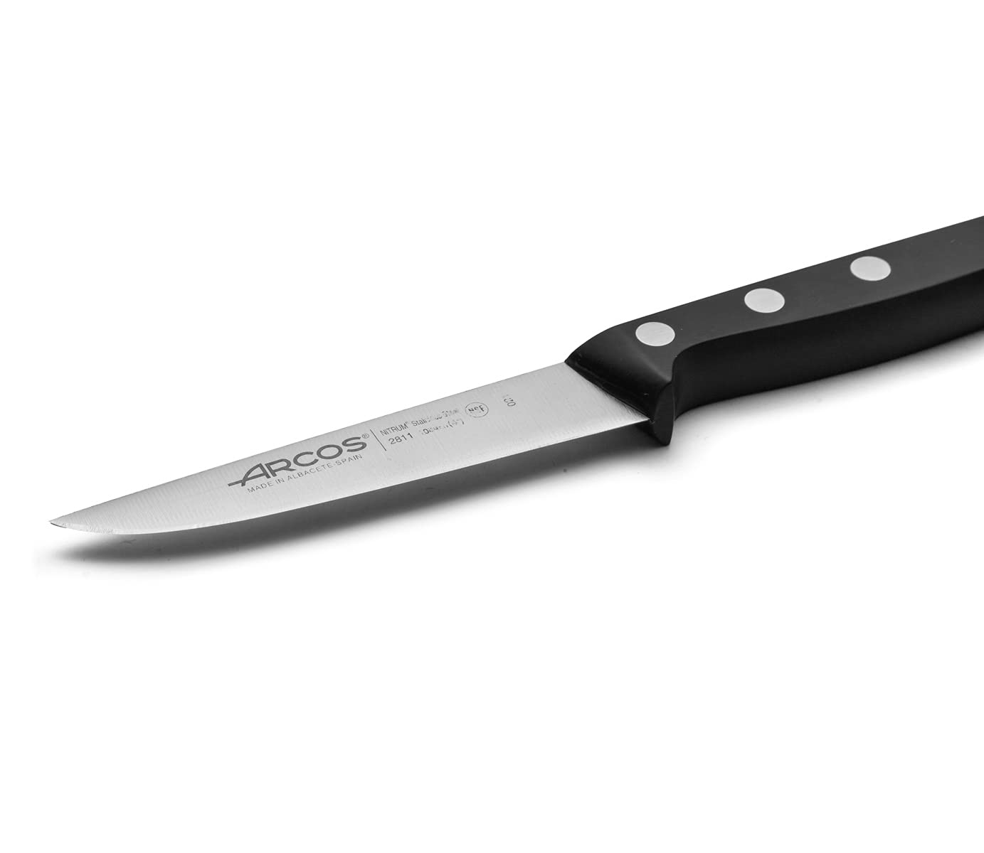 ARCOS Vegatable Knife 4 Inch Stainless Steel. Professional Vegetable Knife for Peeling Fruits and Vegetables. Ergonomic Polyoxymethylene Handle and 100 mm Blade. Series Universal. Color Black.