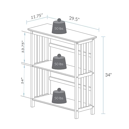 Casual Home Mission Style 3-Shelf Bookcase, Espresso