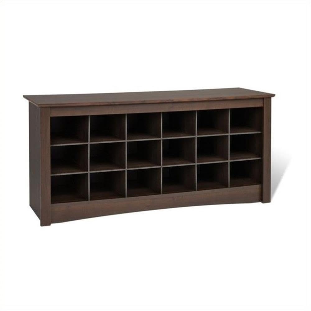 Prepac Shoe Storage Cubbie Bench, 24" x 48" x 16", Espresso