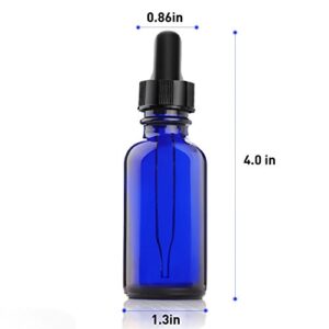 Yesker CL65319 Cobalt Blue Glass Bottles 1-oz for Essential Oils with Glass Eye Dropper And Rubber Bulb - 6 pack