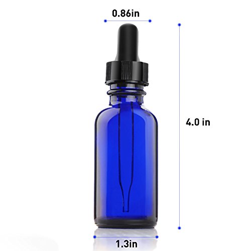 Yesker CL65319 Cobalt Blue Glass Bottles 1-oz for Essential Oils with Glass Eye Dropper And Rubber Bulb - 6 pack