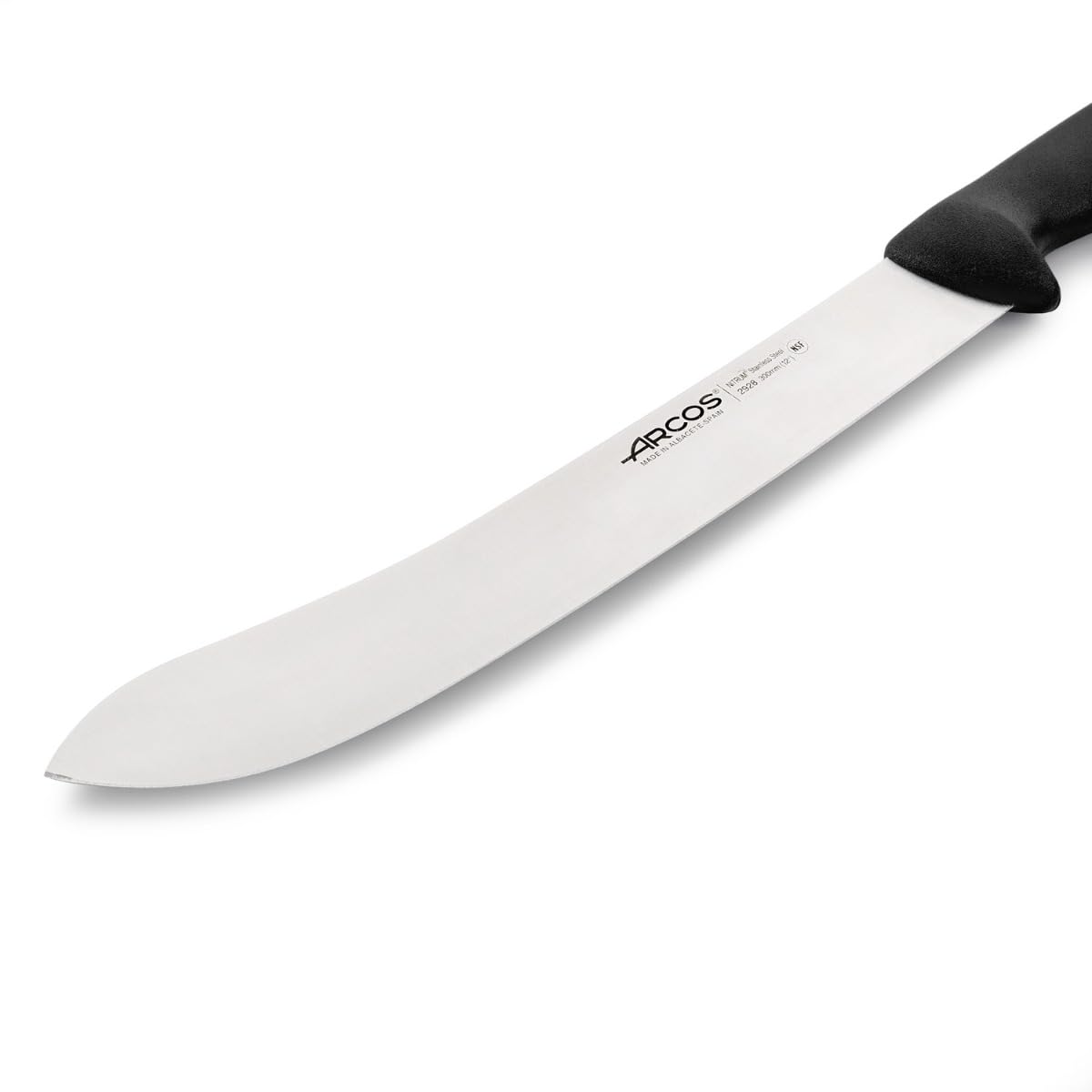 ARCOS Butcher Knife 12 Inch Nitrum Stainless Steel and 300 mm blade. Professional Cooking Knife For Cutting Meat, Fish and Vegetables. Ergonomic Polyoxymethylene Handle. Series 2900. Color Black