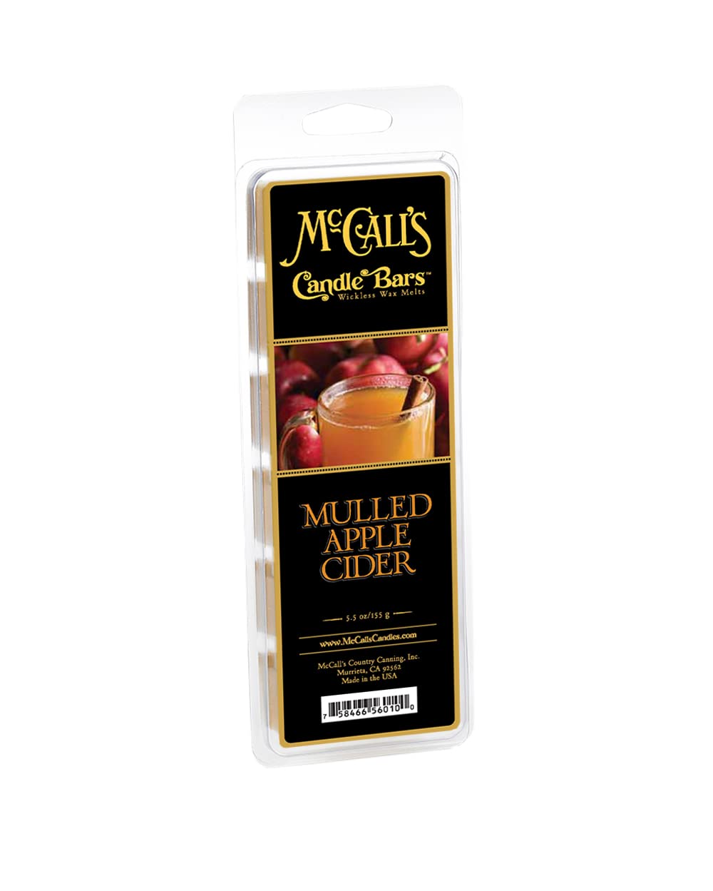 McCall's Candle Bars | Mulled Apple Cider | Highly Scented & Long Lasting | Premium Wax & Fragrance | Made in The USA | 5.5 oz