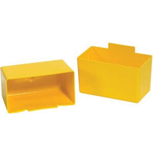 aviditi (48 pack) binc523y yellow plastic bin cups, 5-1/8 x 2-3/4 x 3 inches, for sorting small parts in plastic shelf bins